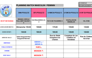 Planning du 05 et 06 Octobre 2024