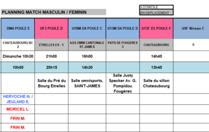 Planning du 9 et 10 Novembre