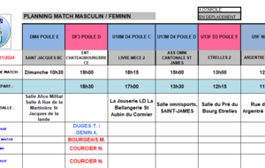 Planning du 16 et 17 Novembre 2024