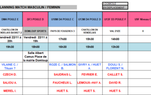 Planning du 23 et 24 Novembre 2024