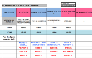 Planning du 01 et 02 Février 2025