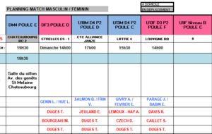 Planning du 15 et 16 Mars 2025