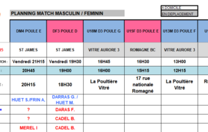 Planning du 27 et 28 Septembre 2025