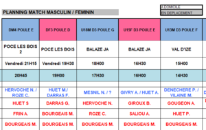 Planning du 10 et 11 Octobre 2025