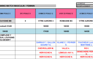 Planning du 8 et 9 Novembre 2025