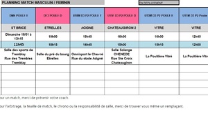 Planning du 17 et 18 janvier 2026
