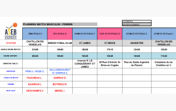 Planning du 21 Mars 2026