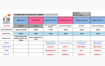 Planning du 13 et 16 Mai 2026