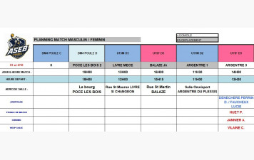 Planning du 3 octobre 2026